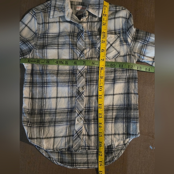 Cat & Jack Plaid Button Down Shirt - White and Black - Picture 4 of 4
